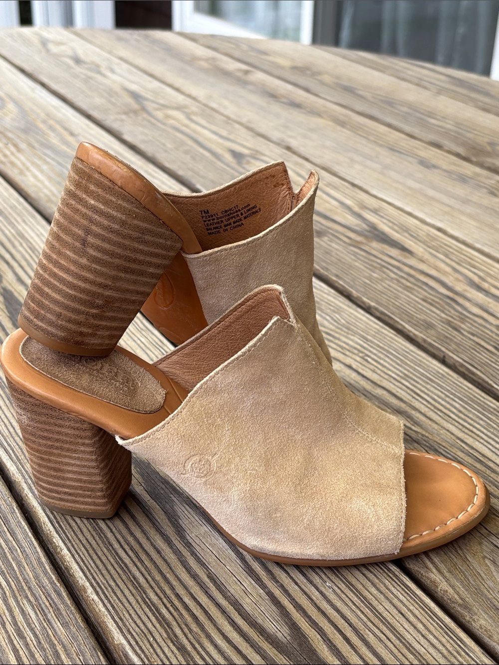Born Beige Suede Open-Toe Mule Slides, 7M - Picture 11 of 11